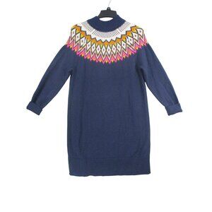 Old Navy Womens Fair Isle Knit Sweater Dress Navy Multicolor Large